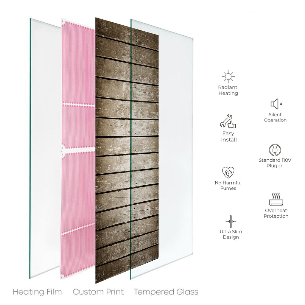 Heat Storm Electric Glass Heater, Indoor, Barn Wood, HS-PARC-1648