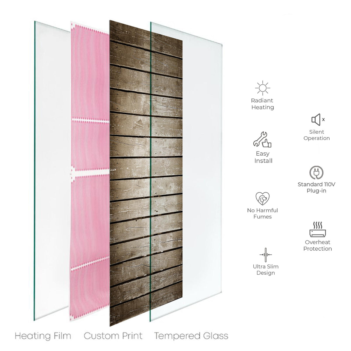 Heat Storm Electric Glass Heater, Indoor, Barn Wood, HS-PARC-1648