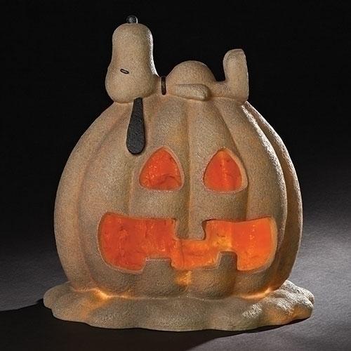 18" Beiand Stone Finish OranSnoopy Jack-O-Lantern Halloween Decoration