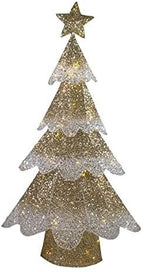 Joedot 46" LED Lighted Gold Mesh Christmas Tree Outdoor Decoration