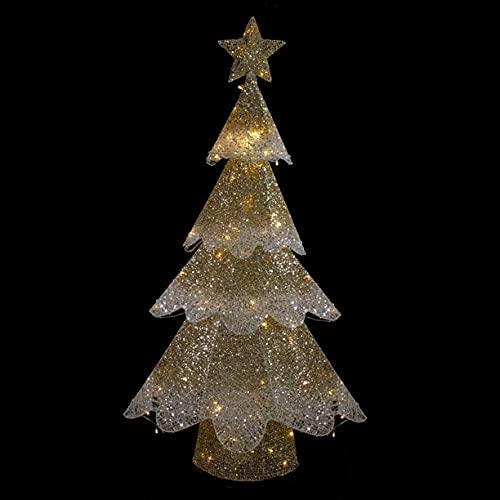 Joedot 46" LED Lighted Gold Mesh Christmas Tree Outdoor Decoration