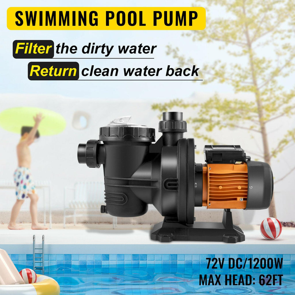 vevor 72v solar powered pool pump 1.6hp 136 gpm water pump w/ mppt controller
