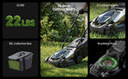 20V 14" Electric Lawn Mower, Brushless Cordless Lawn Mower with 2-in-1 Mulching &amp; Bagging, 5.0Ah Battery Lightweight Push Mower with 5-Position Height Adjustment for Small Yards