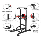 Power Tower Workout Pull Up &amp; Dip Station Adjustable Multi-Function Home Gym Fitness Equipment, 551lb, Black+Red