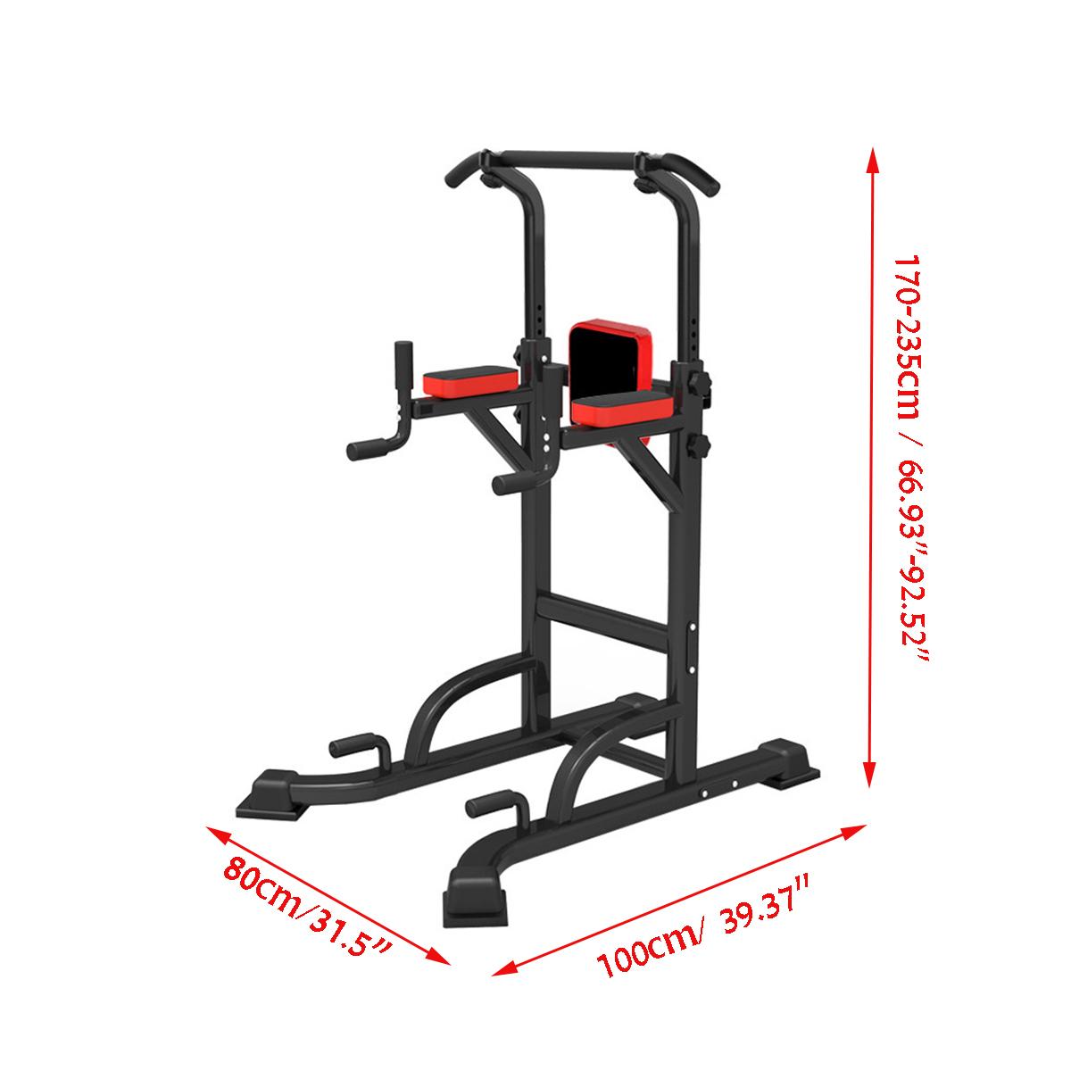 Power Tower Workout Pull Up &amp; Dip Station Adjustable Multi-Function Home Gym Fitness Equipment, 551lb, Black+Red