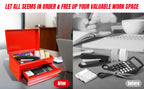 APBT701RB 10" Mini Portable Steel Tool Box with drawer,Small Metal Tool Chest for Home,Garaor Workbench,Red