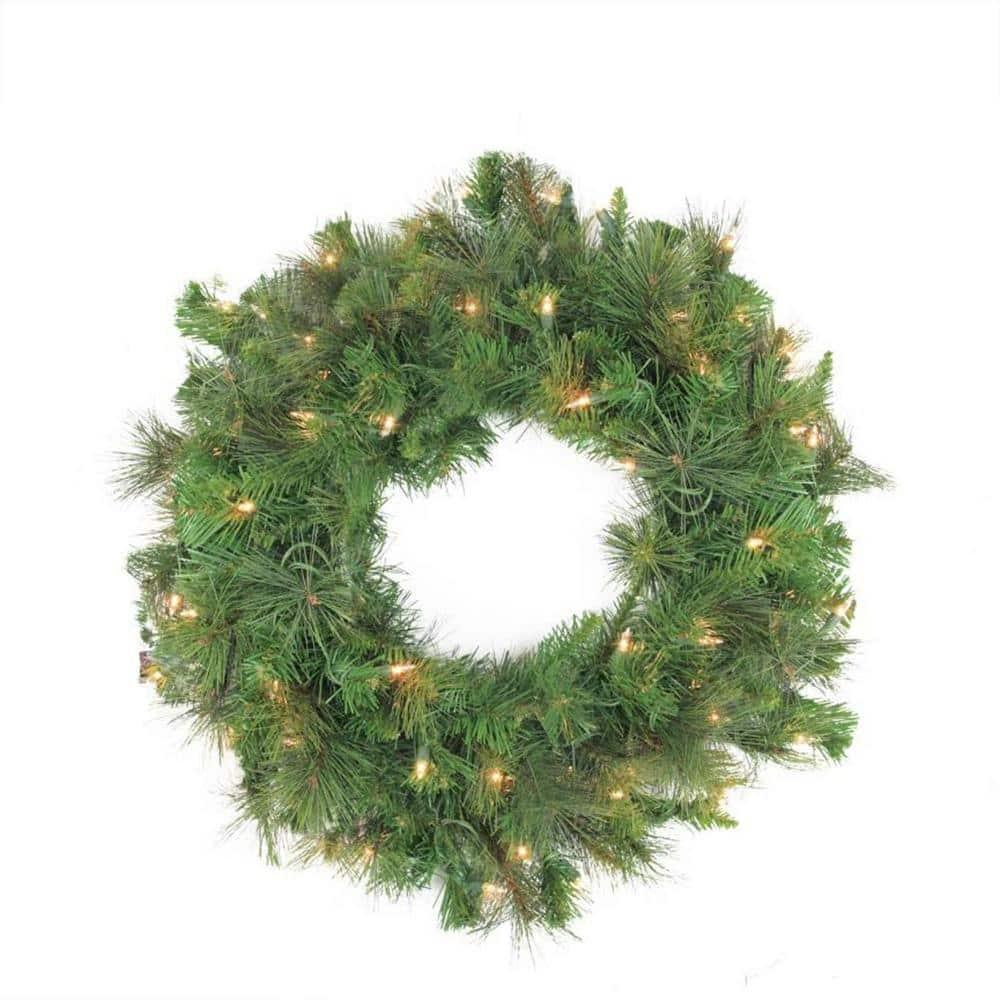 60 in. Pre-Lit Canyon Pine Artificial Christmas Wreath