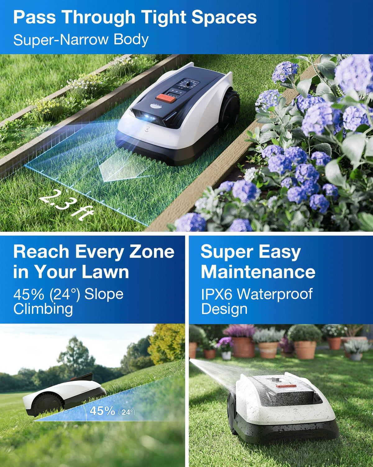 Goat O1000 RTK Care Kit Robotic Lawn Mower with RTK Precision Navigation, No Perimeter Wire, Smart App Control, Auto Mapping, Multi-Zone Management – Includes 36 Extra Blades