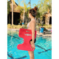 Vos 72 Inch Soft Wavy Foam UV Chlorine Protected Water Float Lounger and Oasis Water Saddle Seat, Barrier Blue &amp; Coral Orange