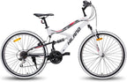 Hiland 26 Inch Mountain Bike MTB Bicycle Full-Suspension 18/21 Speeds Drivetrain Cycling Urban Commuter City Bicycle 3 Colors