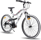Hiland 26 Inch Mountain Bike MTB Bicycle Full-Suspension 18/21 Speeds Drivetrain Cycling Urban Commuter City Bicycle 3 Colors