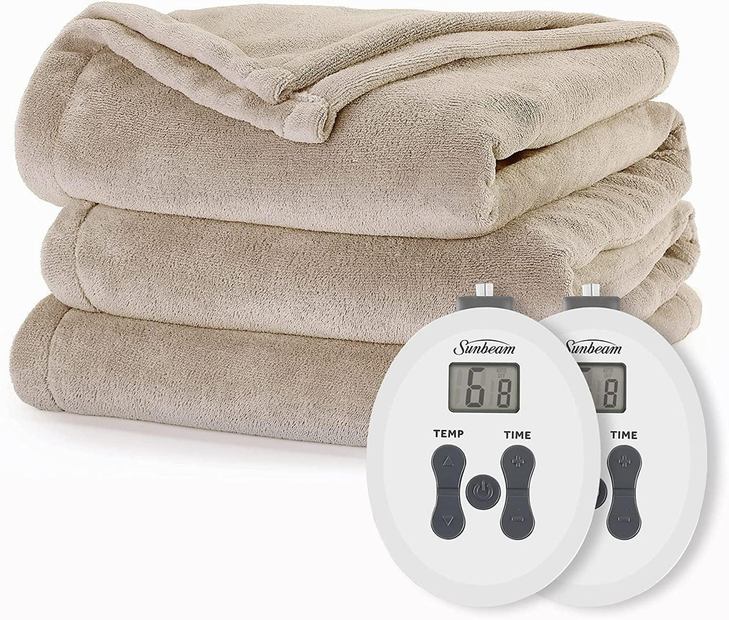 Sunbeam Royal Luxe Mushroom Heated Blanket - King