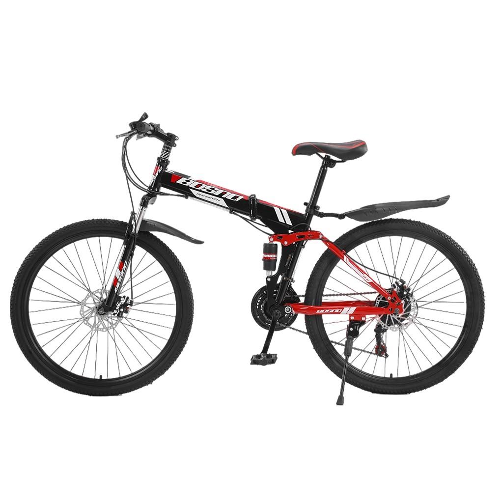 Hotwon 26 Inch Full Suspension Mountain Bike 21 Speed Folding Bike Non-slip Bike,Gross weight: 16lbs