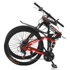 Aimik Mchoice Folding Mountain Bike 26 In. Wheels 21 Speed Dual Disc Brakes Full Suspension Non-Slip Bicycle for Adult Male and Female