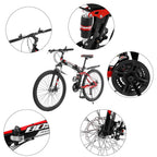 Hotwon 26 Inch Full Suspension Mountain Bike 21 Speed Folding Bike Non-slip Bike,Gross weight: 16lbs