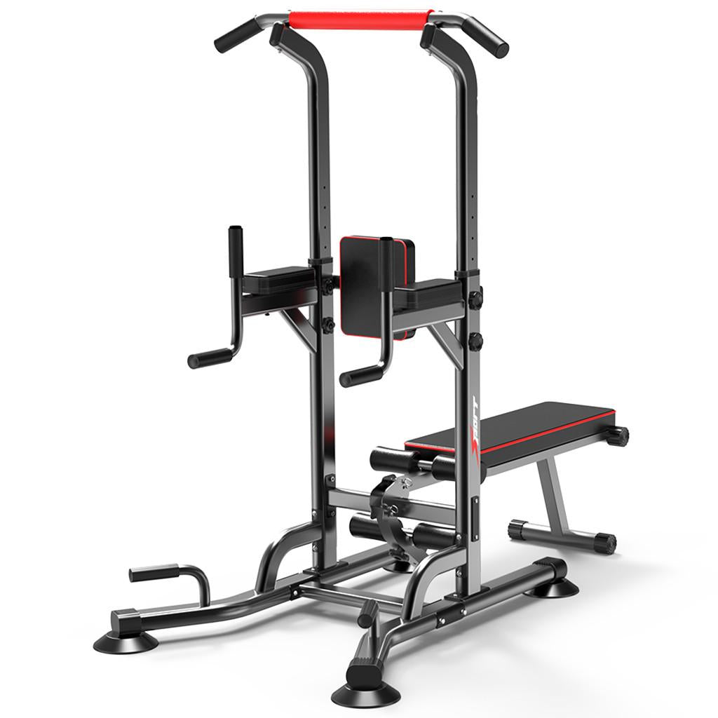 uaswguDFS Strength Training Power Tower, with Dumbbell Bench, for Home Gym, Black