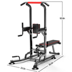 Power Tower Dip Station Pull Up Bar Strength Training With Dumbbell Bench