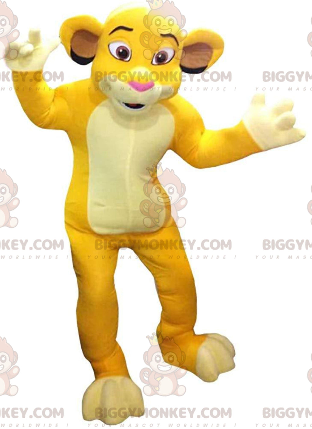 BIGGYMONKEYmascot costume of Simba, the famous lion from "The Lion King" cartoon