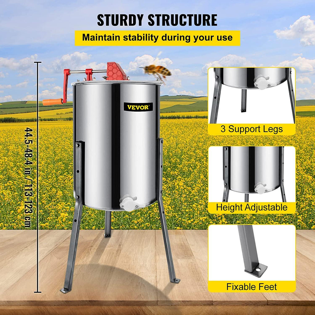bestequip manual honey extractor separator 4 frame bee extractor stainless steel honeycomb spinner crank. beekeeping extraction apiary centrifuge equipment