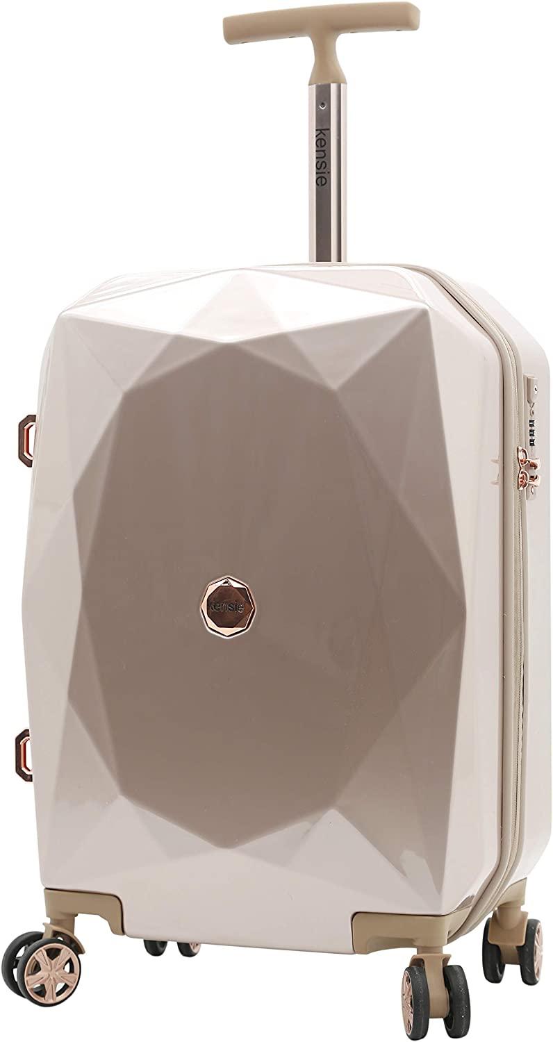 Women's 3D Gemstone TSA Lock Hardside Spinner Luggage, Rose Gold, 20-Inch Carry-On