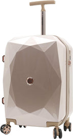 Women's 3D Gemstone TSA Lock Hardside Spinner Luggage, Rose Gold, 20-Inch Carry-On