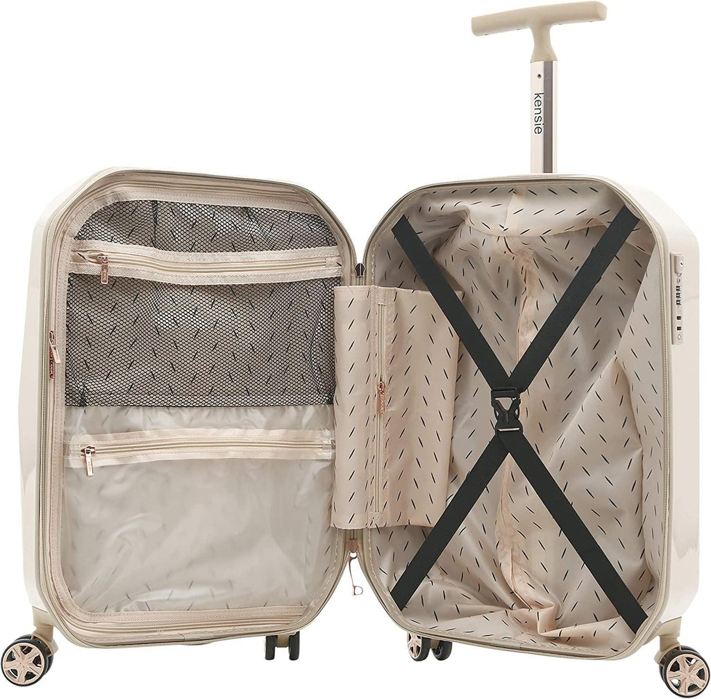 Women's 3D Gemstone TSA Lock Hardside Spinner Luggage, Rose Gold, 20-Inch Carry-On