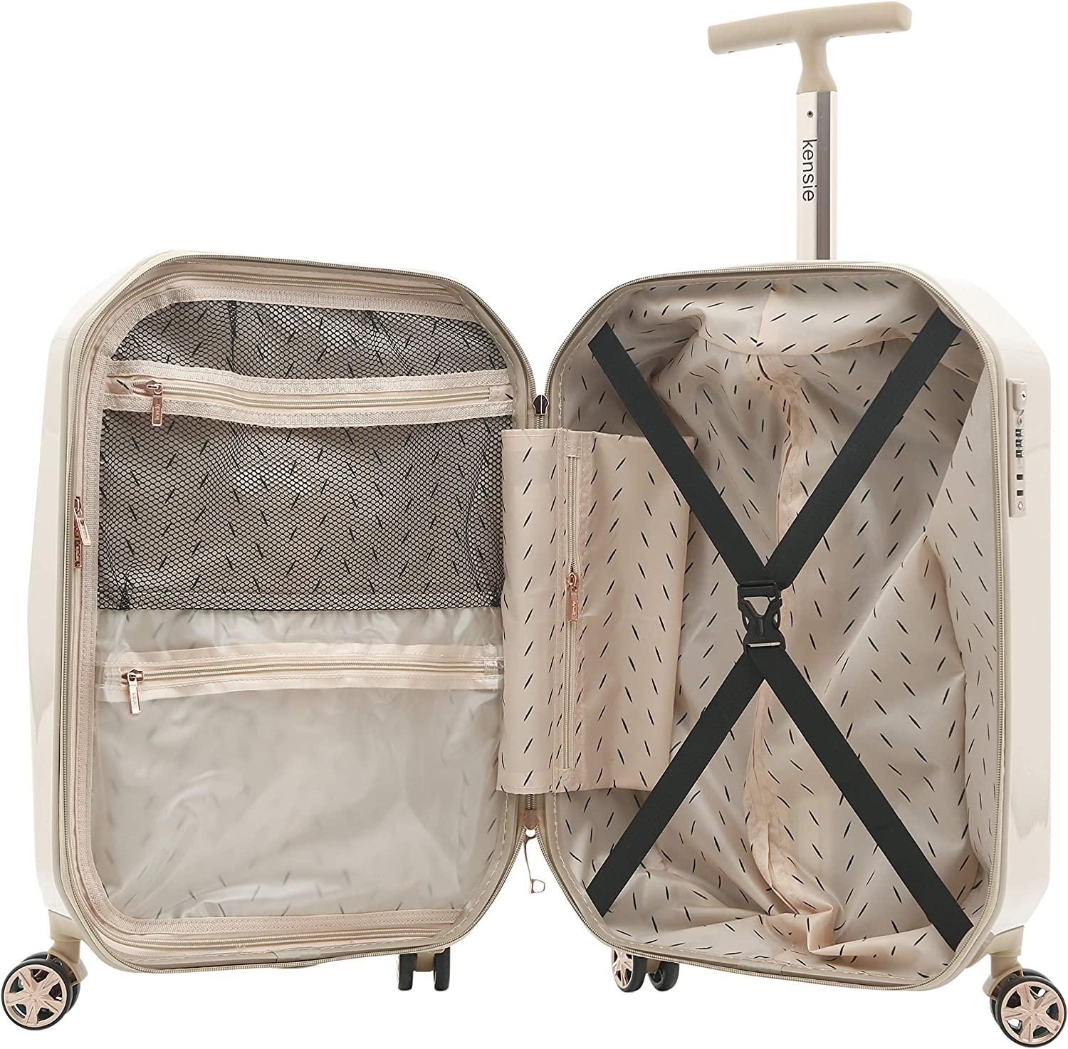 Women's 3D Gemstone TSA Lock Hardside Spinner Luggage, Rose Gold, 20-Inch Carry-On