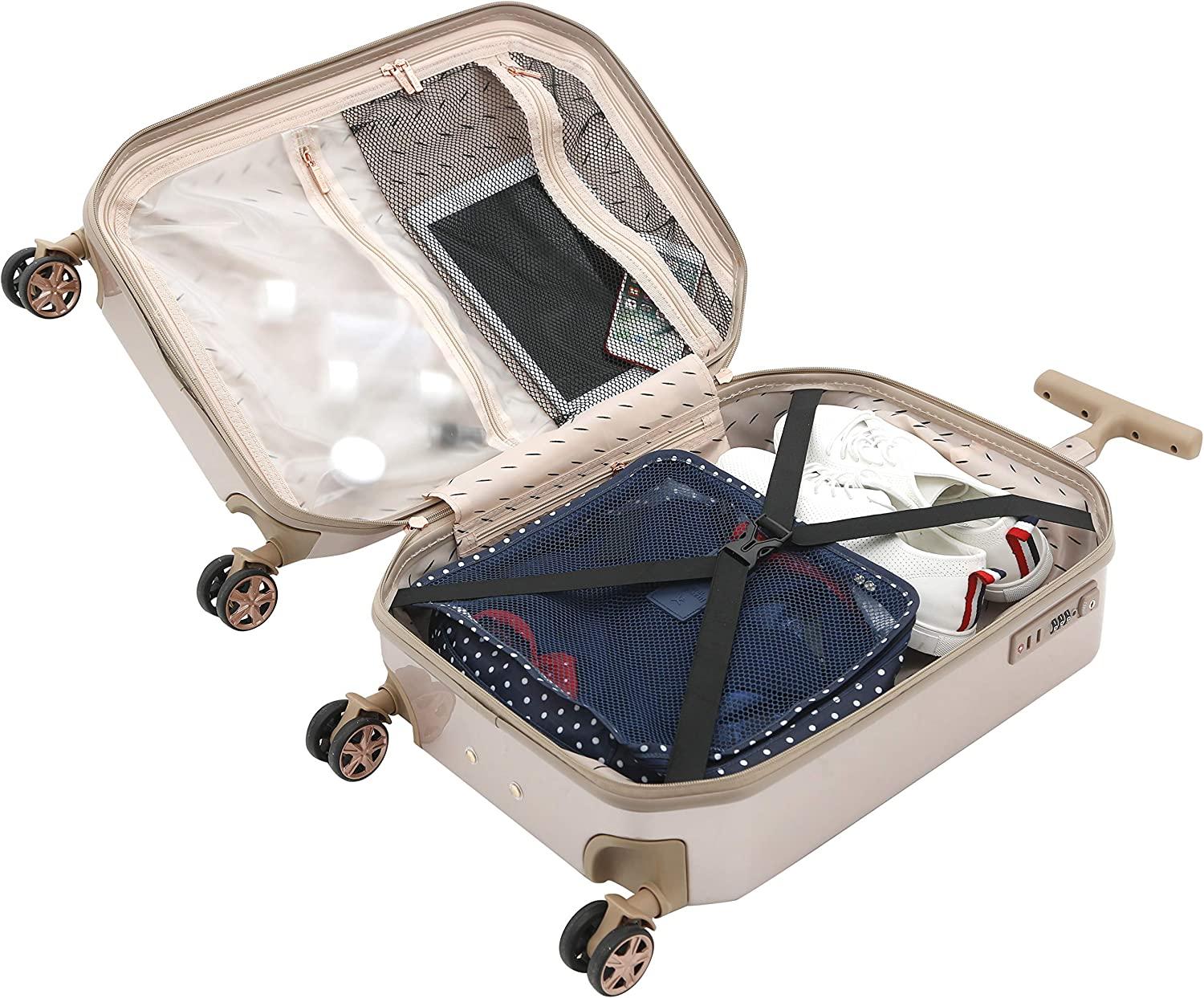 Women's 3D Gemstone TSA Lock Hardside Spinner Luggage, Rose Gold, 20-Inch Carry-On