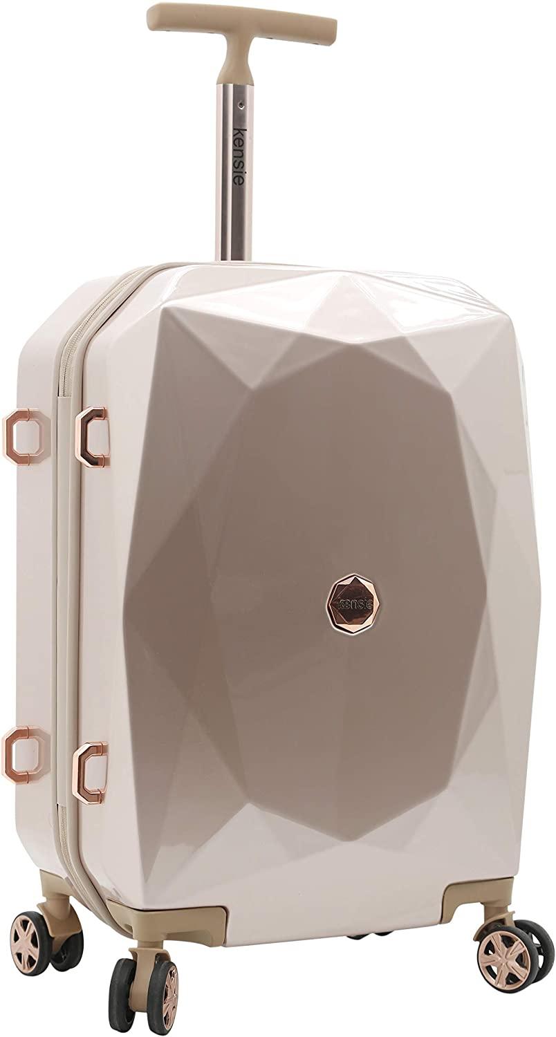 Women's 3D Gemstone TSA Lock Hardside Spinner Luggage, Rose Gold, 20-Inch Carry-On