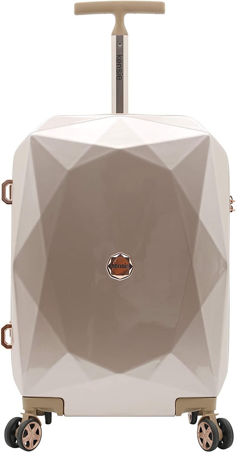 Women's 3D Gemstone TSA Lock Hardside Spinner Luggage, Rose Gold, 20-Inch Carry-On