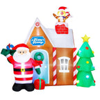 7.2 ft. W x 7 ft. H Christmas Inflatable Gingerbread House with Santa Clause Holiday Decoration, Fun Internal LED Lights