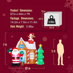 7.2 ft. W x 7 ft. H Christmas Inflatable Gingerbread House with Santa Clause Holiday Decoration, Fun Internal LED Lights