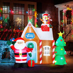 7.2 ft. W x 7 ft. H Christmas Inflatable Gingerbread House with Santa Clause Holiday Decoration, Fun Internal LED Lights