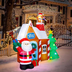 7.2 ft. W x 7 ft. H Christmas Inflatable Gingerbread House with Santa Clause Holiday Decoration, Fun Internal LED Lights