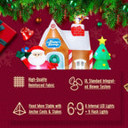 7.2 ft. W x 7 ft. H Christmas Inflatable Gingerbread House with Santa Clause Holiday Decoration, Fun Internal LED Lights