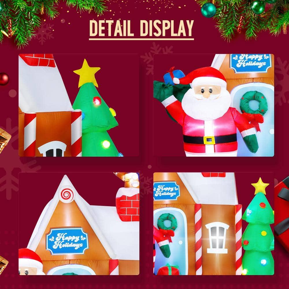 7.2 ft. W x 7 ft. H Christmas Inflatable Gingerbread House with Santa Clause Holiday Decoration, Fun Internal LED Lights