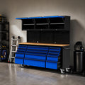 72 inch Tool Chest Tool Box Mobile 15 Drawer Stora3 Upper Cabinet Power Outlet SS-Pegboard with Wheels Lock Key LocSystem Drawer Liners for GaraWarehouse Repair Shop