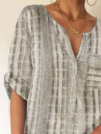 Striped Print Loose Casual Long Sleeve Blouse