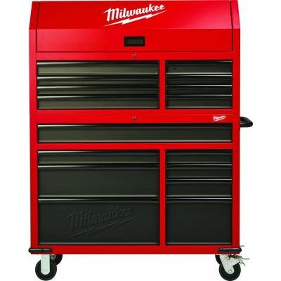 Heavy-duty, Drawer 16 Tool Chest 46 In. and Rolling Cabinet Set, Red and Black, Personal Valuables StoraDrawer with Separate Lock in Tool Chest