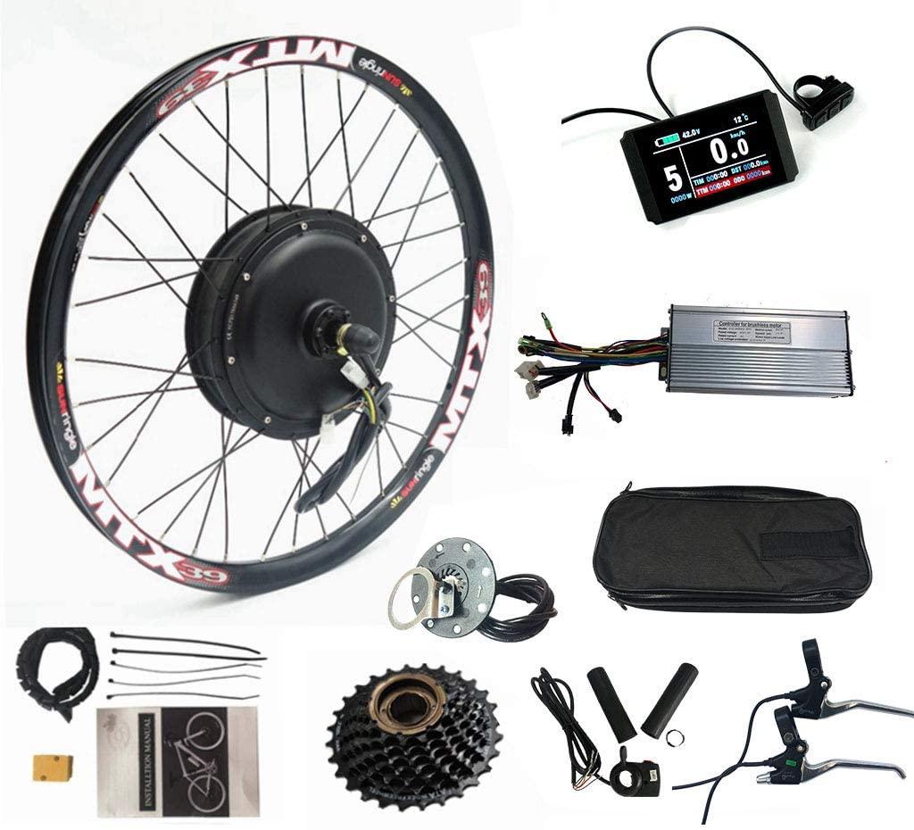 High Power e Bike kit 52v 2000W Electric Bike Conversion kit with KT 40A Sine Wave Controller,KT LCD8H Color Display, 7 Speed flywheel