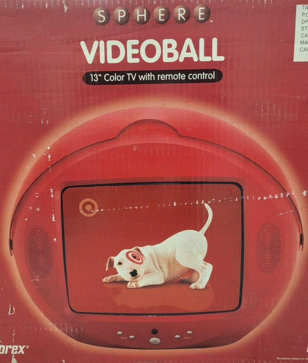 new in box atomic/space age mod memorex msp-tv1300 video ball 13" red sphere tv
