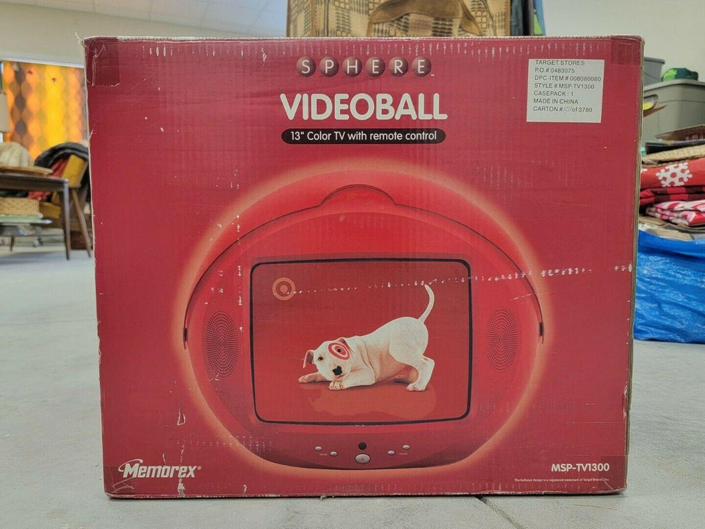 new in box atomic/space age mod memorex msp-tv1300 video ball 13" red sphere tv