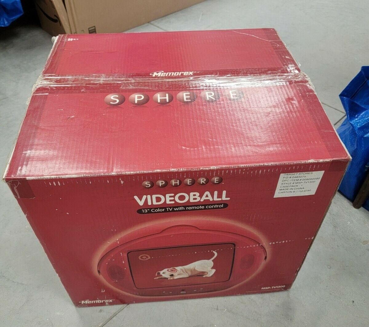 new in box atomic/space age mod memorex msp-tv1300 video ball 13" red sphere tv