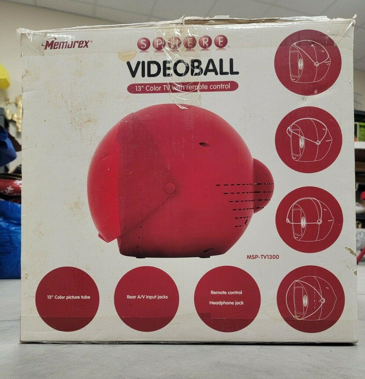 new in box atomic/space age mod memorex msp-tv1300 video ball 13" red sphere tv