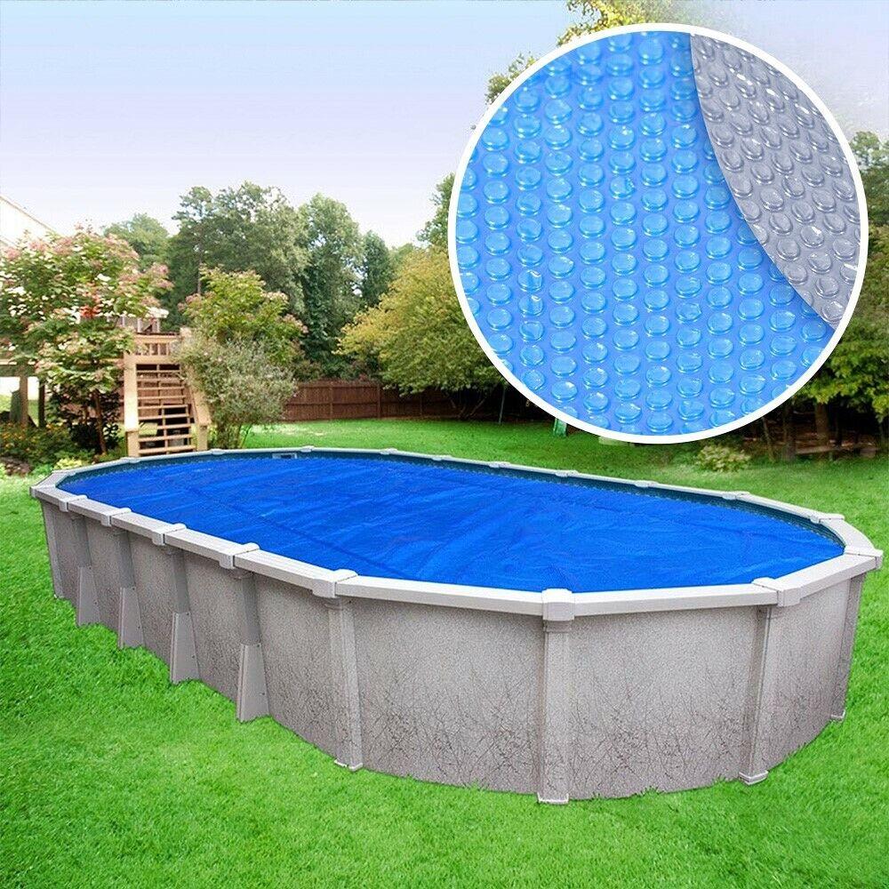 12' x 24' oval 8 mil blue space swimming pool solar blanket heater cover