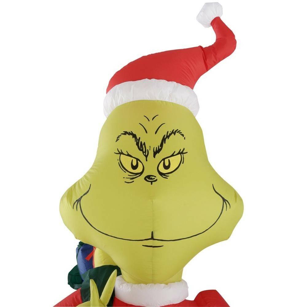 Grinch Santa with Presents Airblown Christmas Decoration