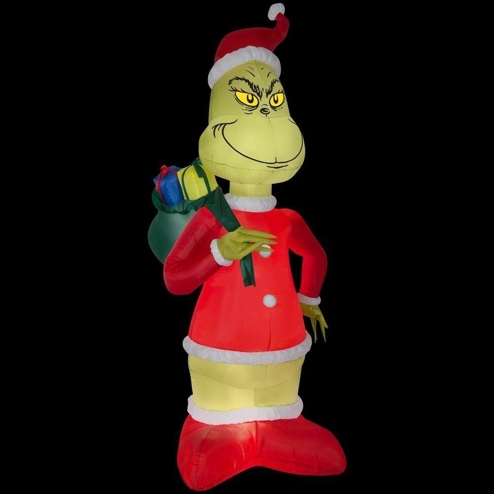 Grinch Santa with Presents Airblown Christmas Decoration