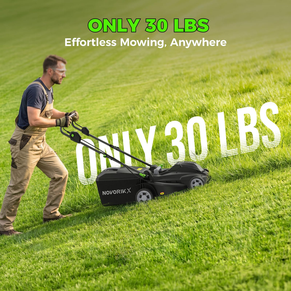 40V 17-Inch Cordless Lawn Mower, Brushless Electric Lawn Mower with Dual 4.0Ah Batteries &amp; Charger, 6 Cutting Heights, 2-in-1 Mulching &amp; Bagging