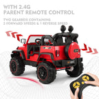 JOYLDIAS 12V Red Kids Ride on Truck Car Toys with MP3, LED Light, RC, Cover