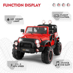 JOYLDIAS 12V Red Kids Ride on Truck Car Toys with MP3, LED Light, RC, Cover